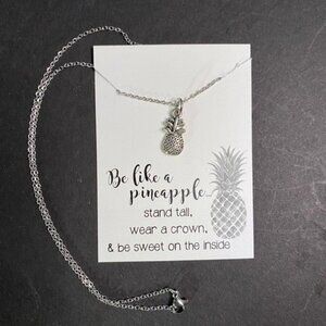 Pineapple Charm Necklace Inspirational Quote Card Gift Set